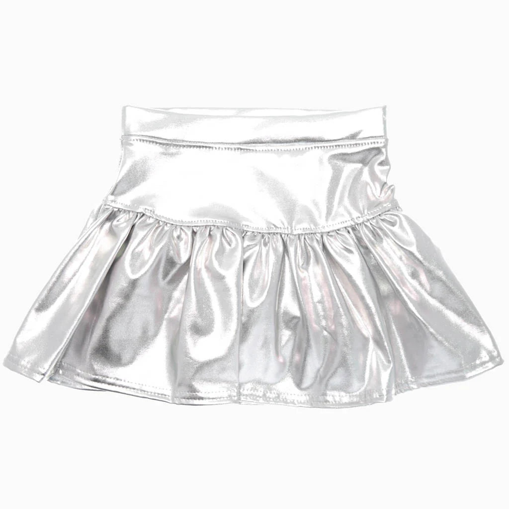 Slick Metallic Gathered Skort