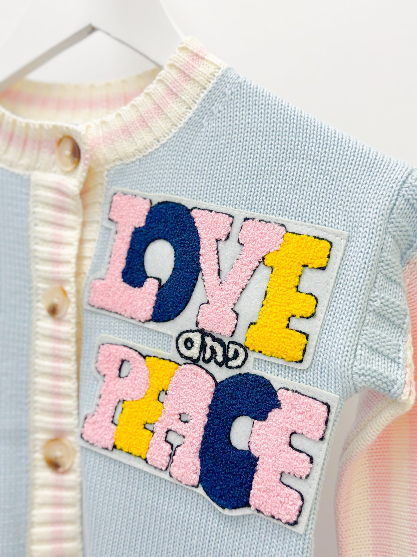 Varsity Patch Cardigan - Love & Peace