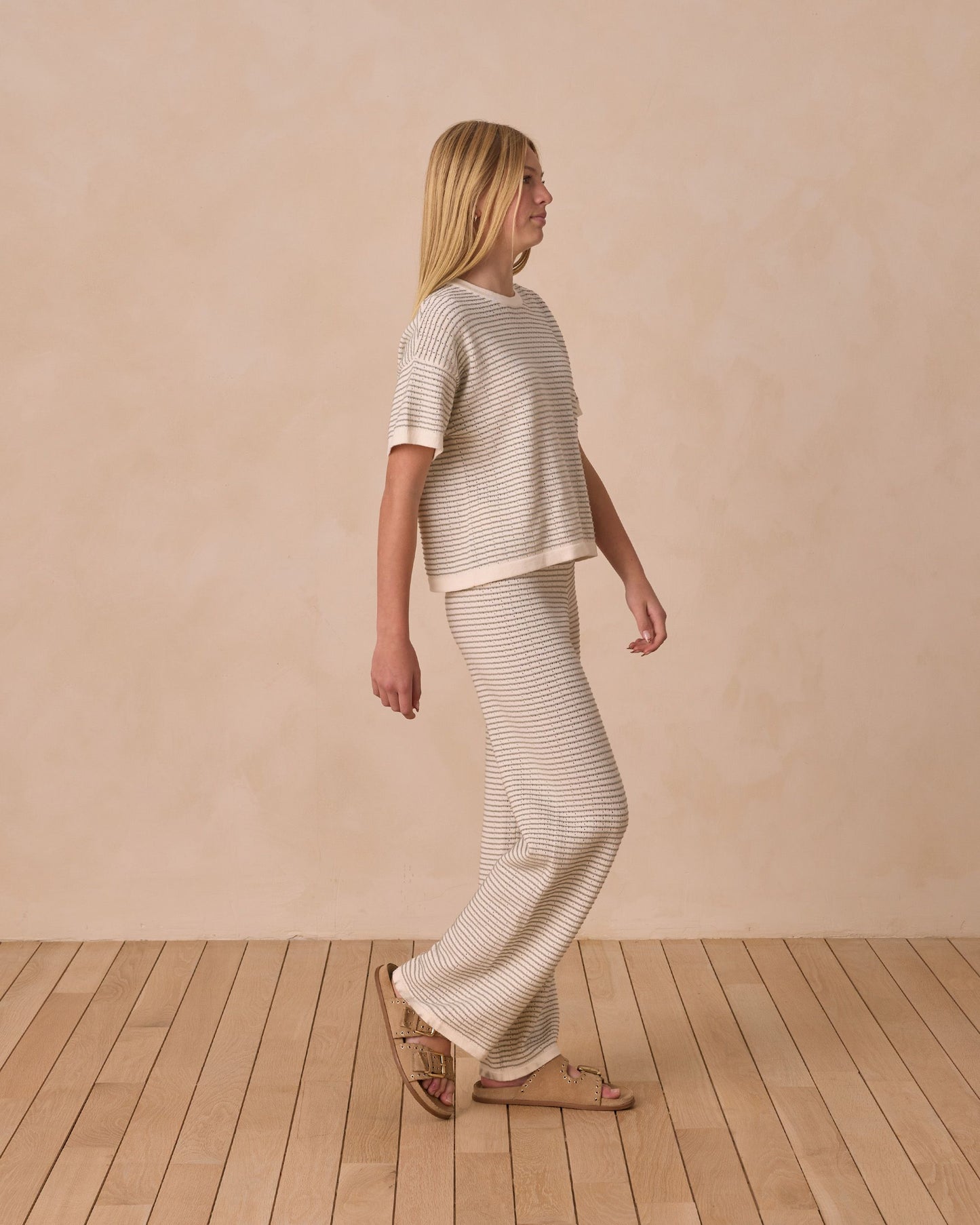 Knit Wide Leg Pant || SAGE STRIPE