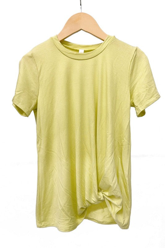 twisted knot short sleeve t shirt - lime