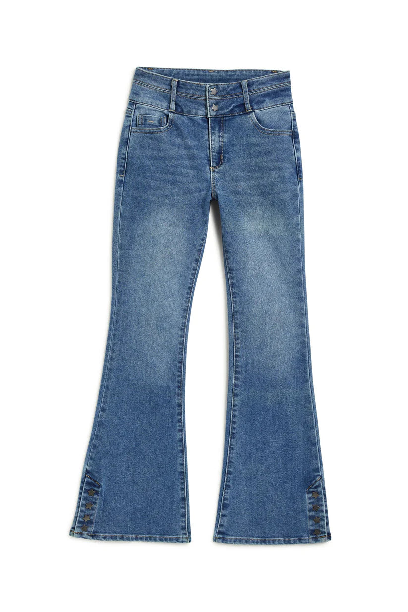 High Rise Star Snap Flare Jean