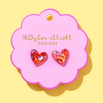 Acrylic Confetti Heart Earrings