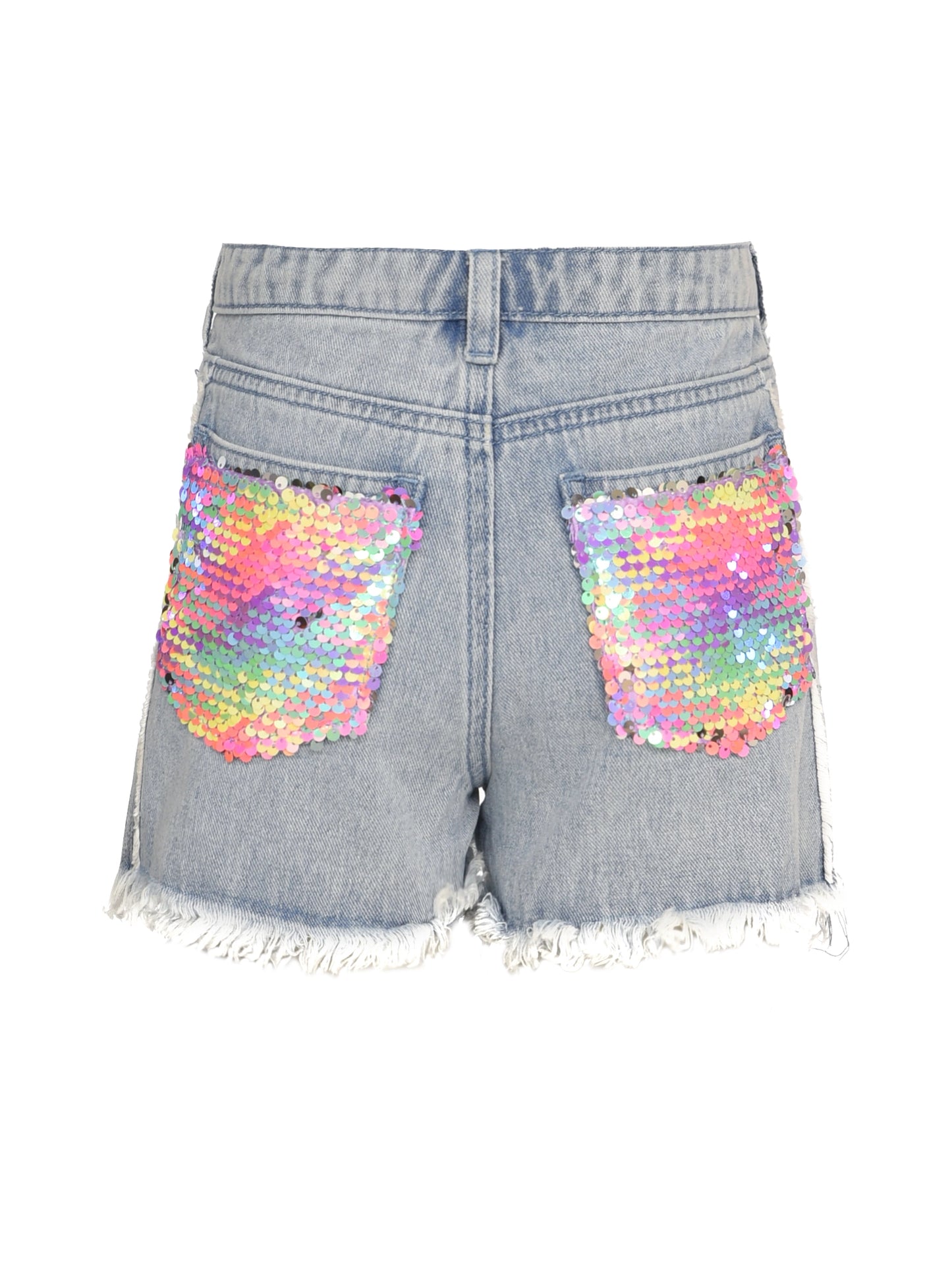 Sequin Distressed Denim Shorts