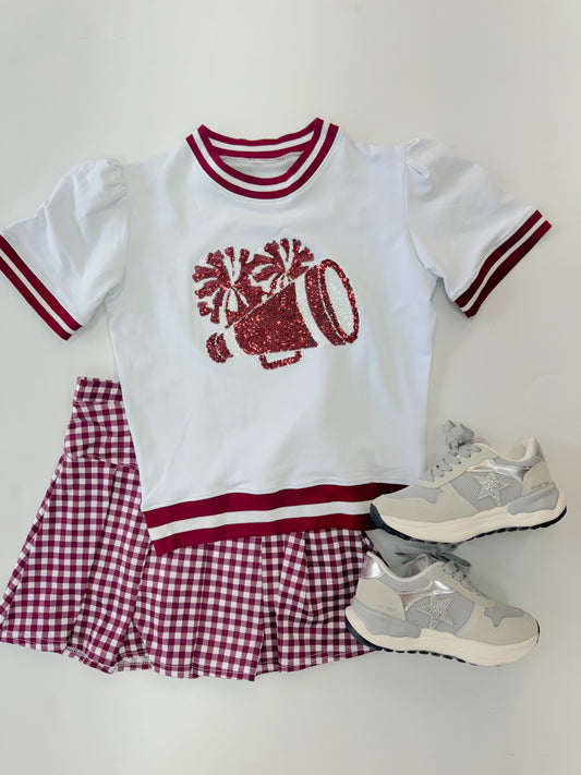 Crimson Gameday Gingham Skort