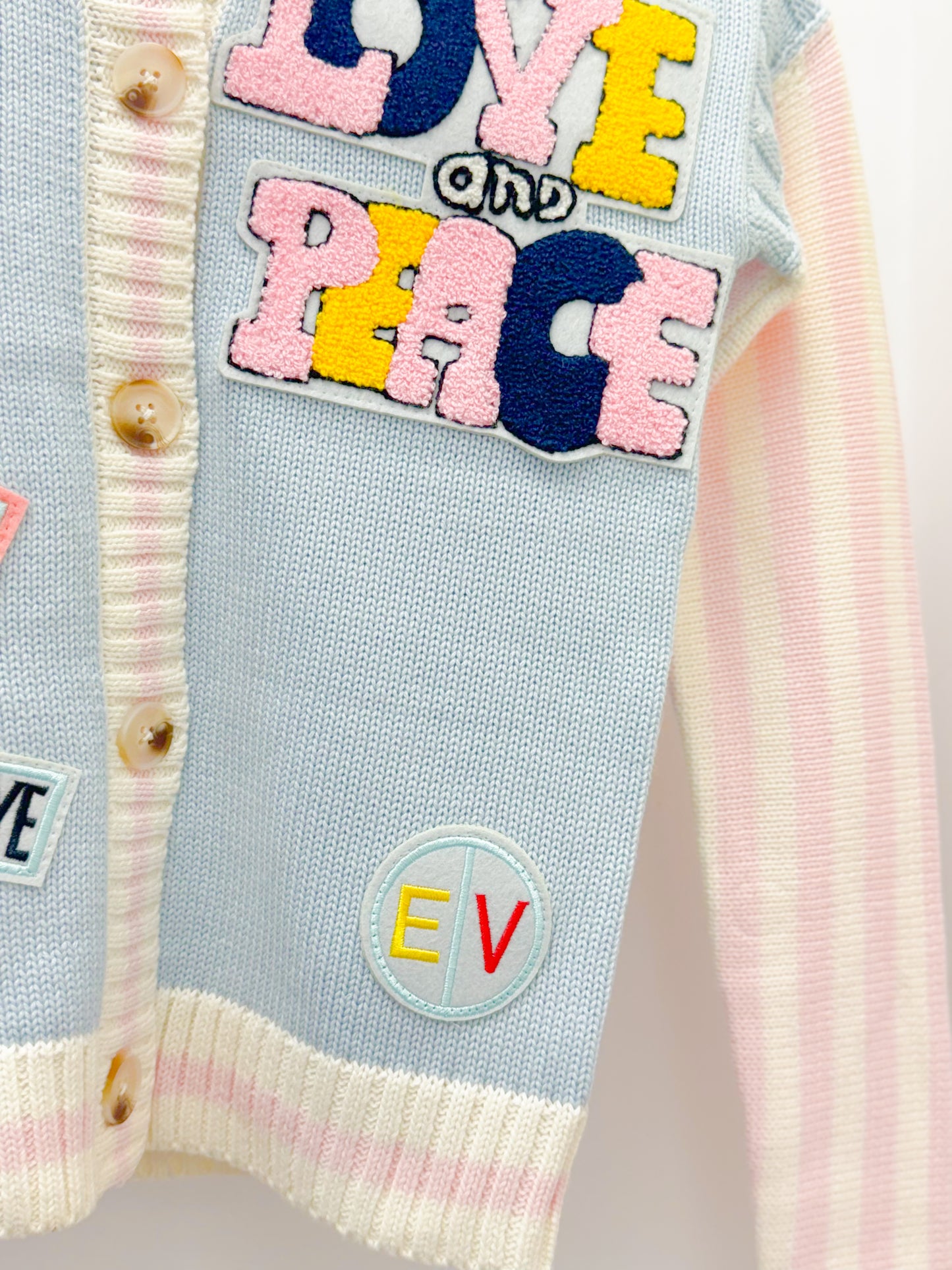 Varsity Patch Cardigan - Love & Peace