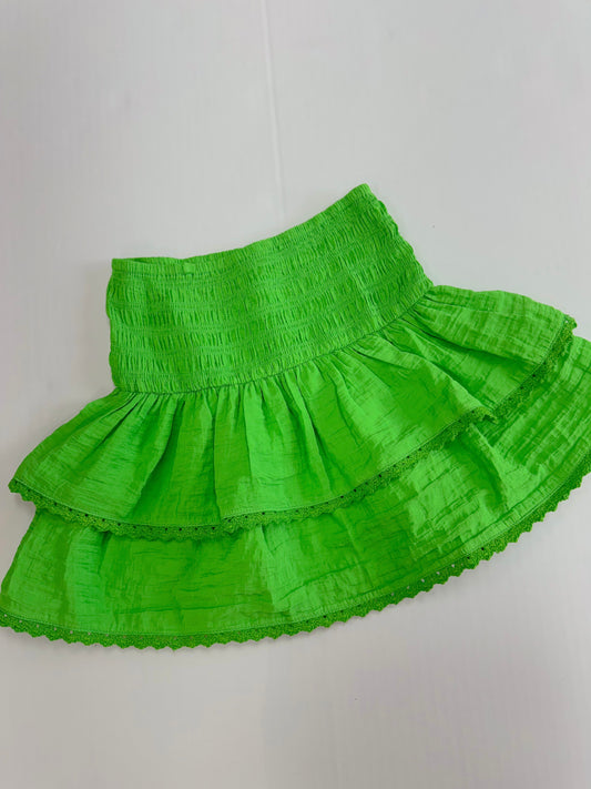 Green Lace Ruffle Skirt