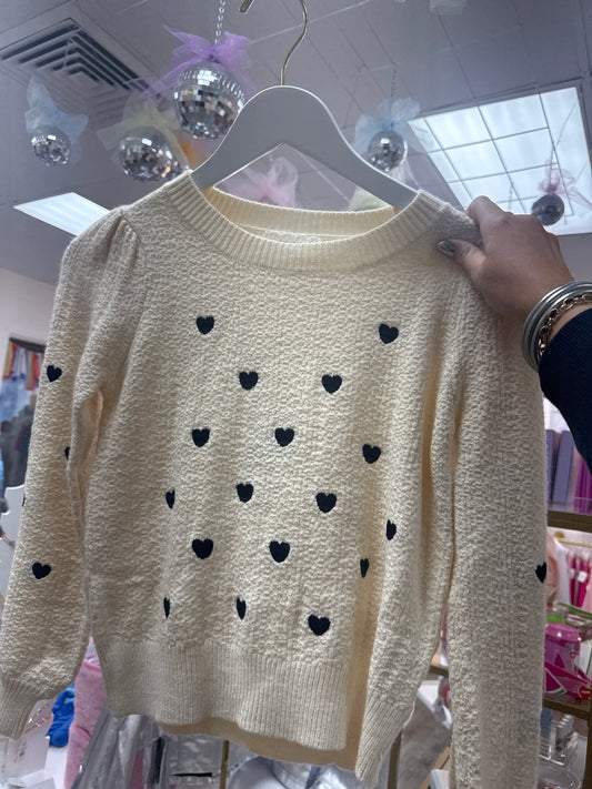 tween heart eyes embroidered sweater