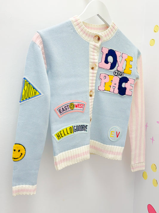 Varsity Patch Cardigan - Love & Peace