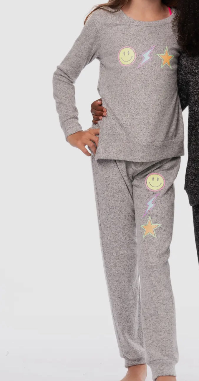 Girls Hacci Emoji Jogger