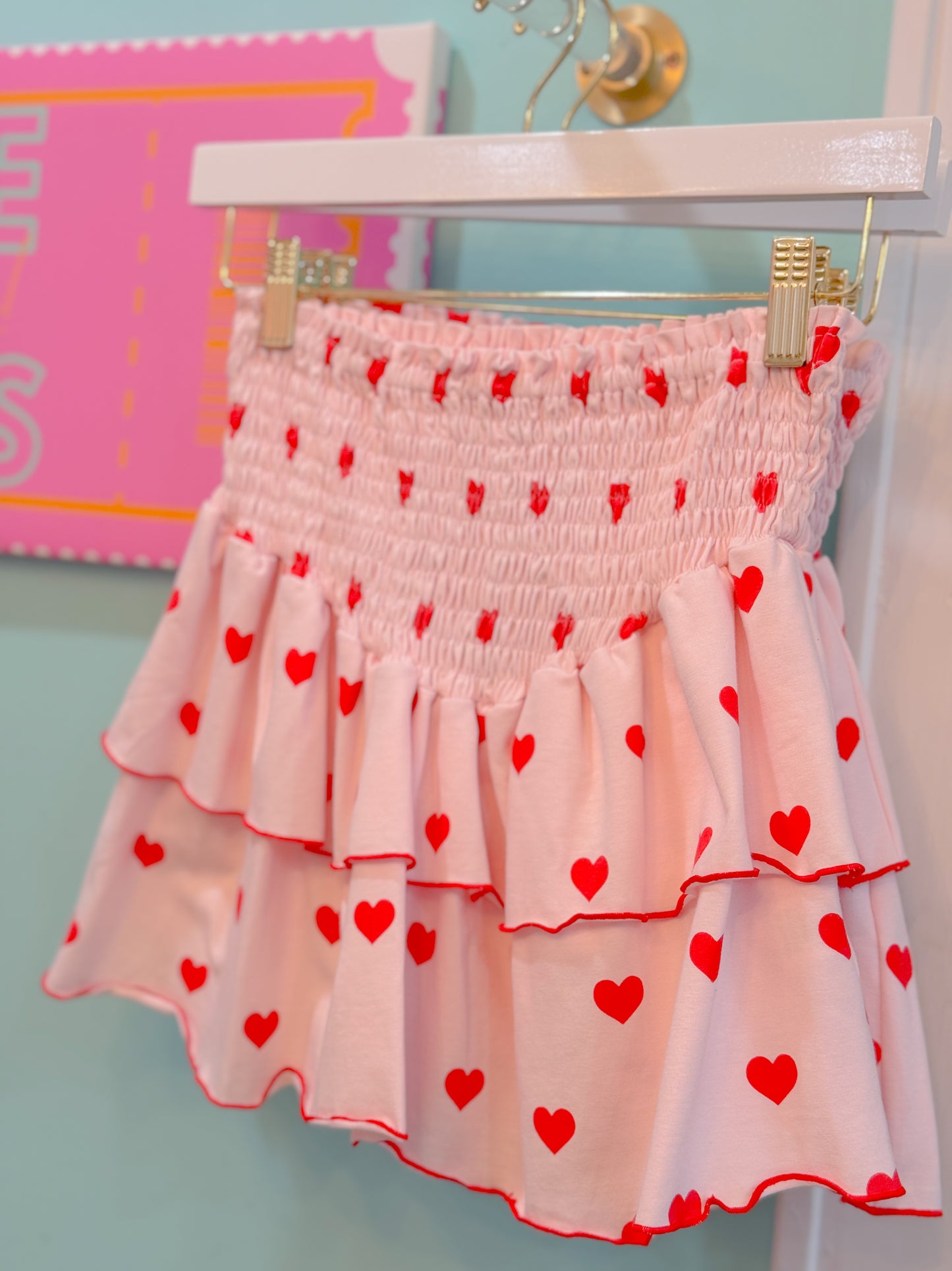 Heart Ditzy Skirt blush pink
