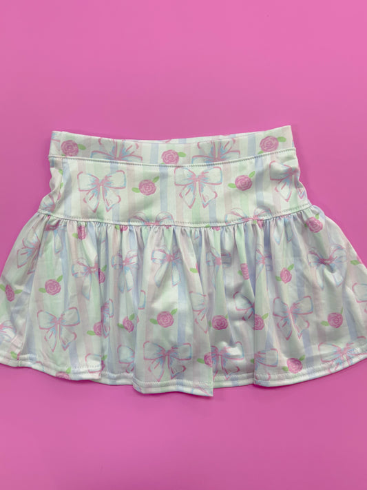 Gathered Skort Water Color Bows