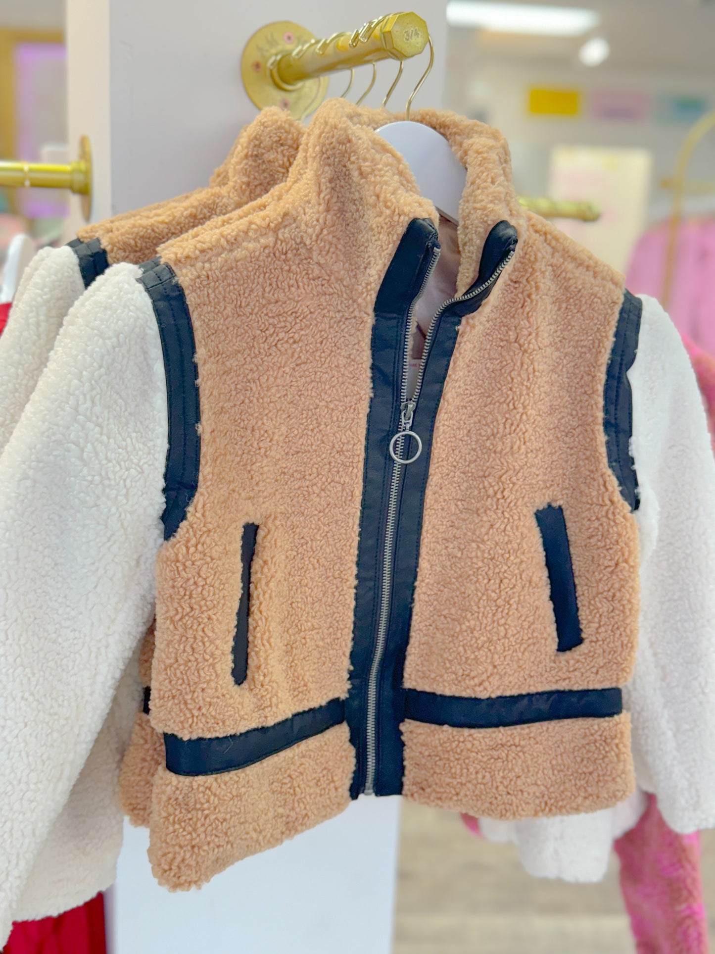 Color Block Teddy Jacket