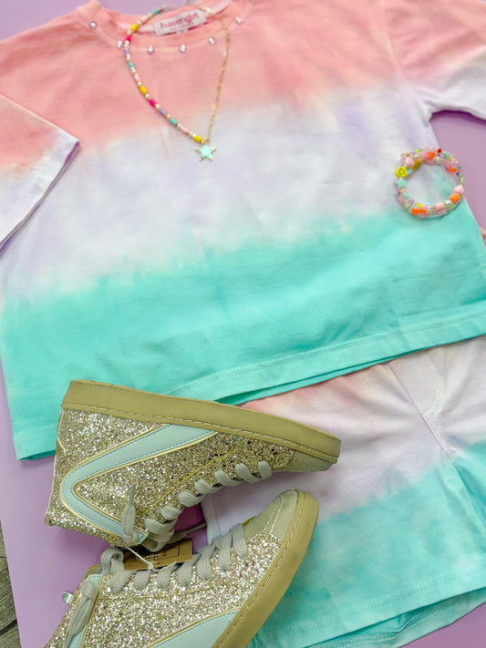 Blue & Pink Ombre Box Tee