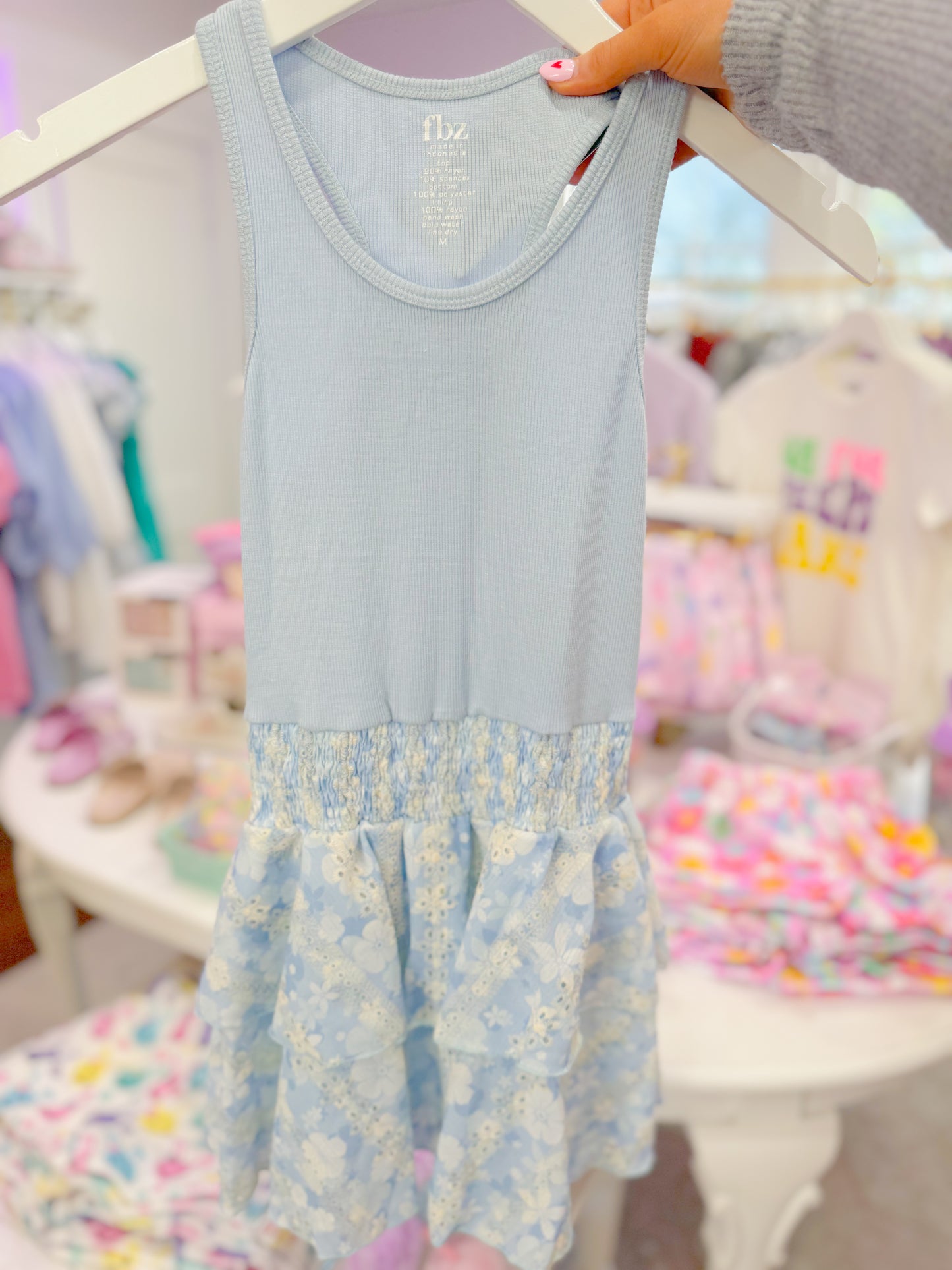 light blue floral tank dress