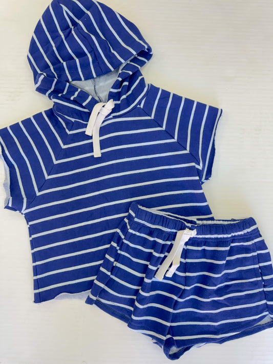 Navy White Stripe Sweat Short