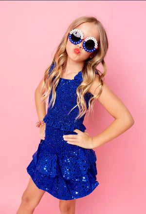 Smocked Metallic Star Skort