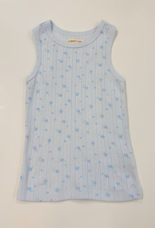 Blue Ditsy Rose Tank