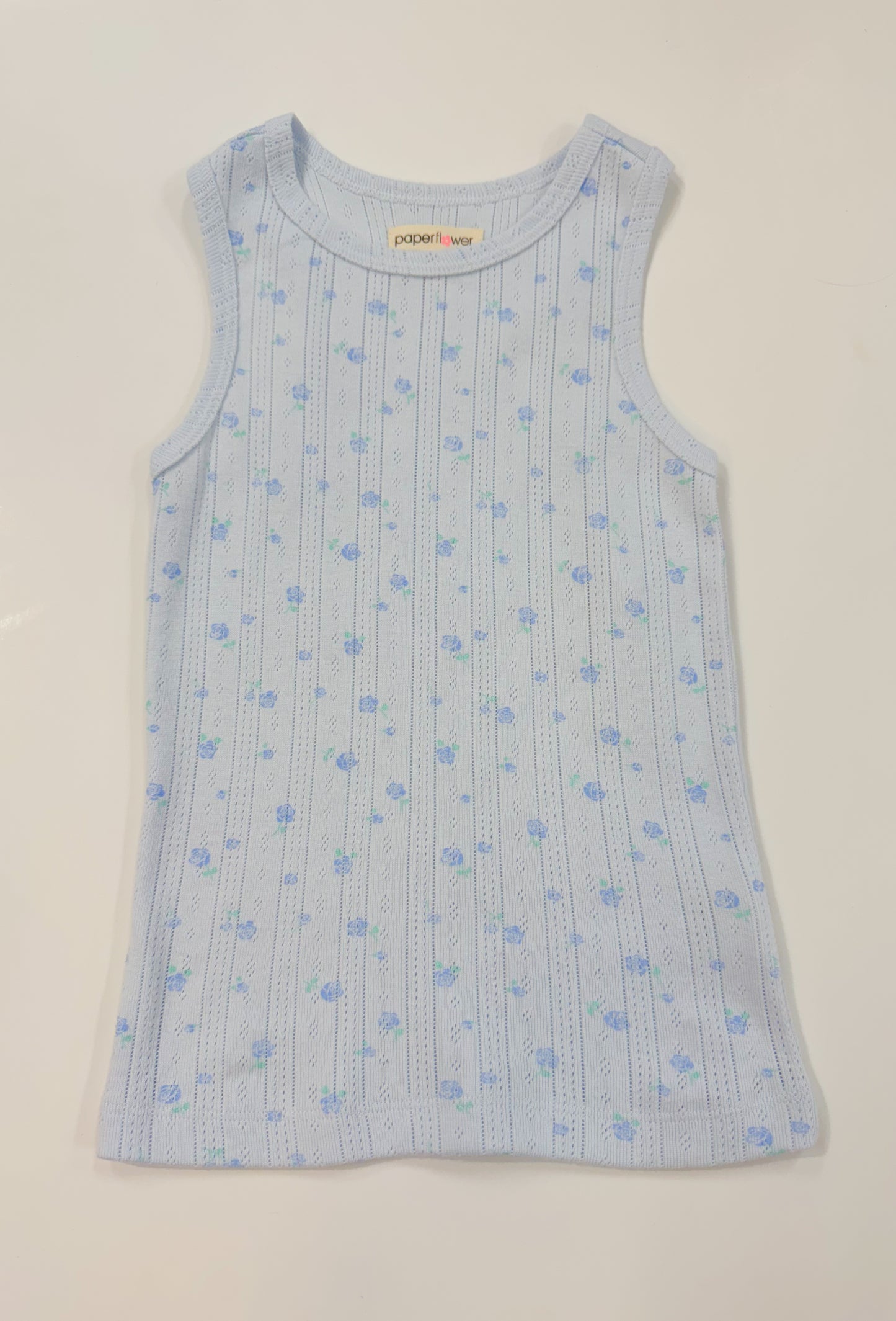 Blue Ditsy Rose Tank