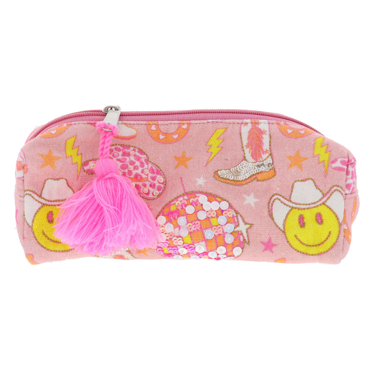 pink disco cowgirl small zipper pouch