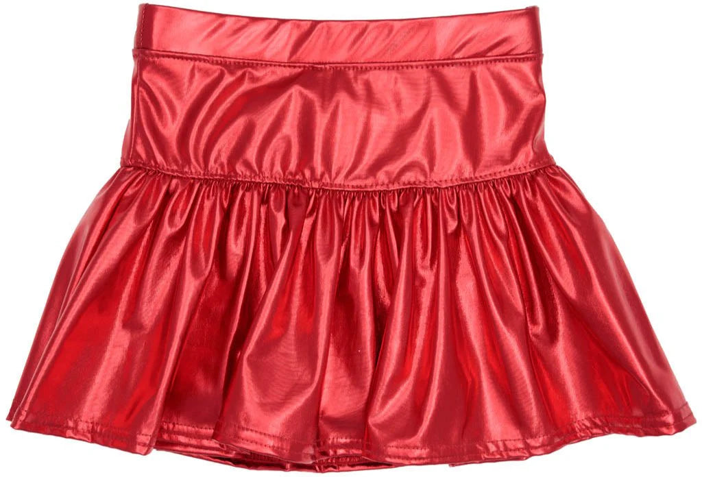 Slick Metallic Gathered Skort