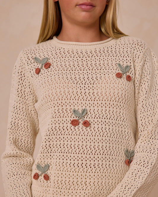 Crochet Knit Pullover || CHERRIES