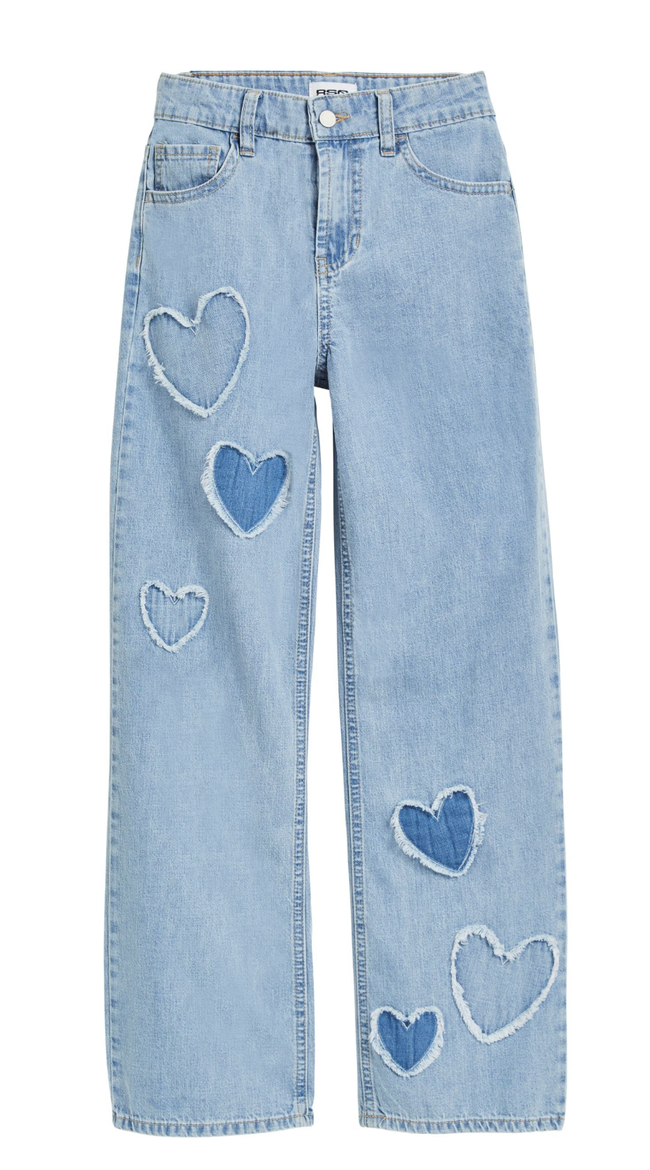 Heart Patch Wide Leg Denim Jean