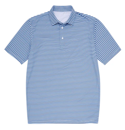 Performance Polo - Light Blue/Navy/White Stripe