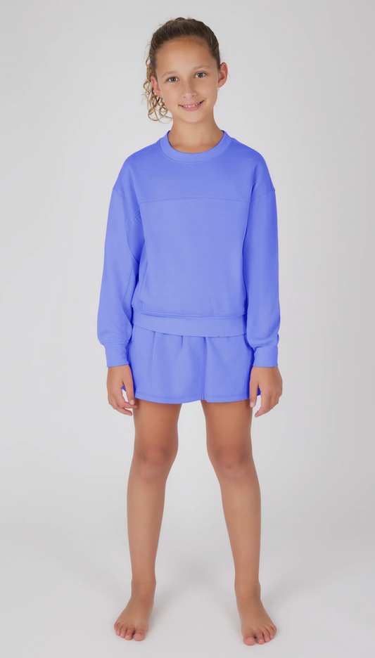 Terry Brushed Crew Pullover & Skort Set