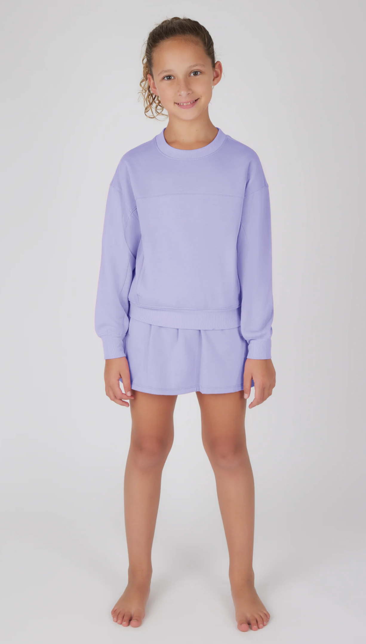 Terry Brushed Crew Pullover & Skort Set