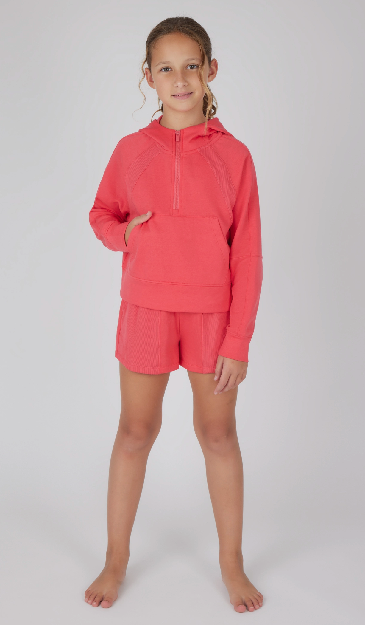 Terry Brushed Half Zip Hoodie & Short Set