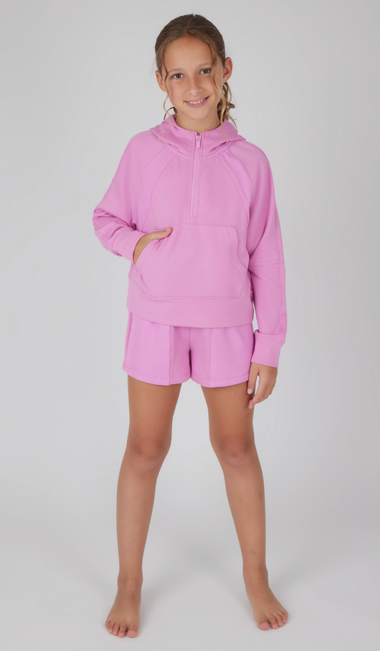 Terry Brushed Half Zip Hoodie & Short Set