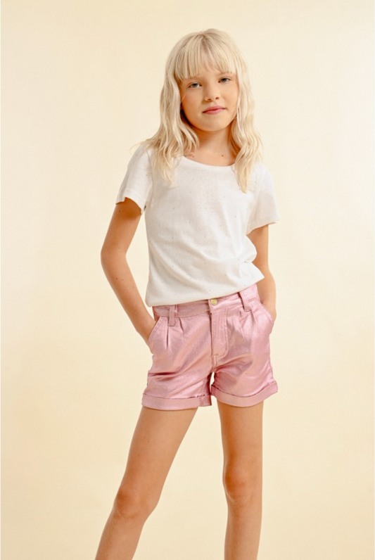 Girls Pink Metallic Short