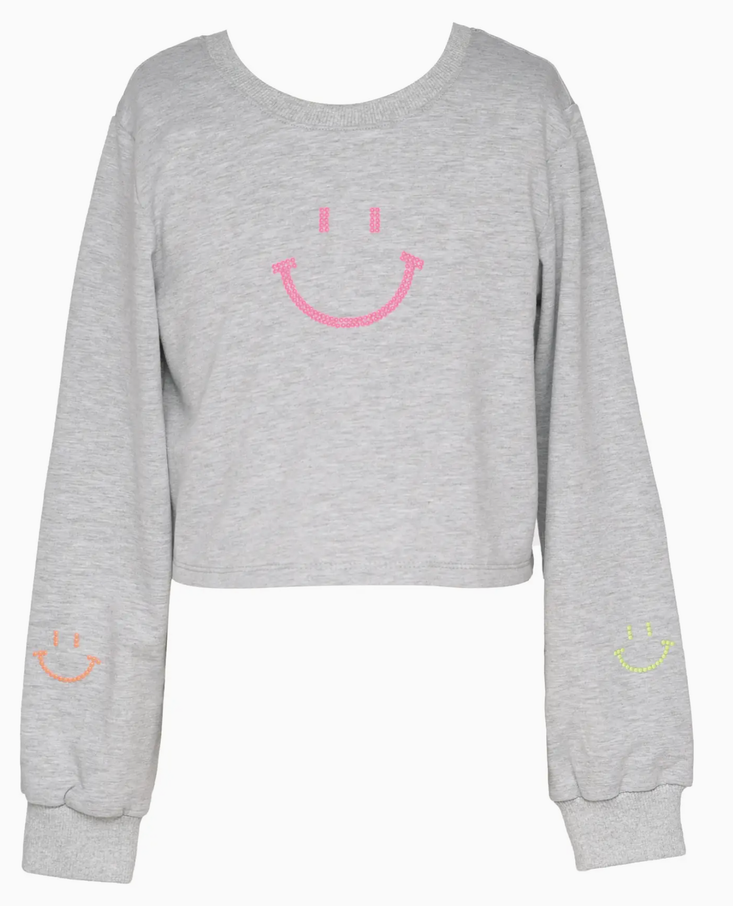 Smiley Stud & Back Drawstring Sweatshirt