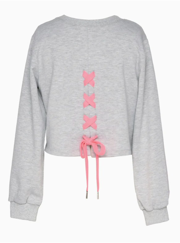 Smiley Stud & Back Drawstring Sweatshirt