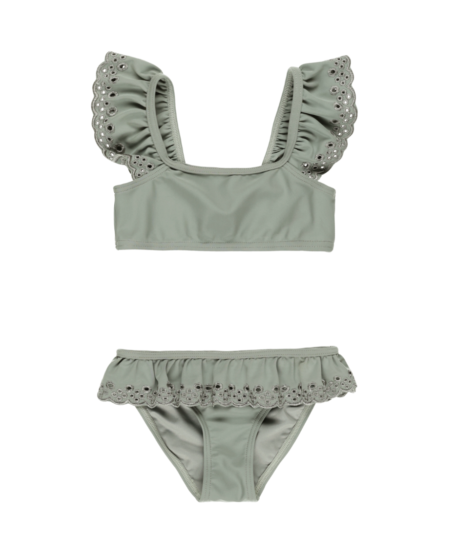 Ruffle Bandeau Bikini Set || Eucalyptus