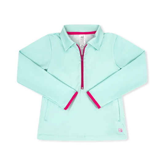 Heather Half Zip - Cool Mint, Power Pink