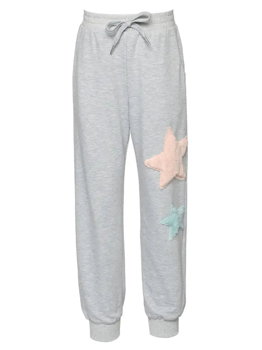 Grey Faux Fur Star Joggers