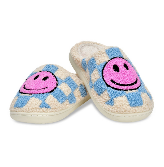 Blue & Pink Happy Slippers