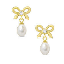 Bow and Freshwater Pearl Earrings