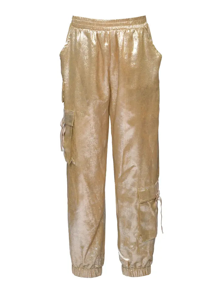 Gold Cargo Metallic Joggers