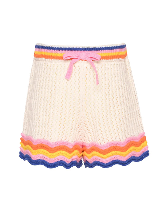 Ivory Multi Scallop Shorts Crochet