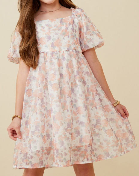 blush floral shimmer dress