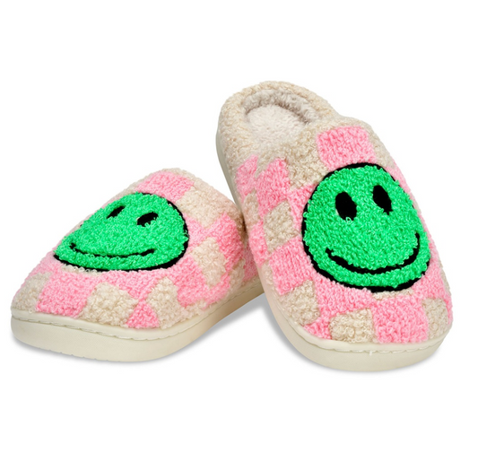 Pink & Green Happy Slippers