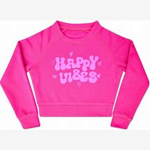 Happy Vibes Pink Basic Crew Neck